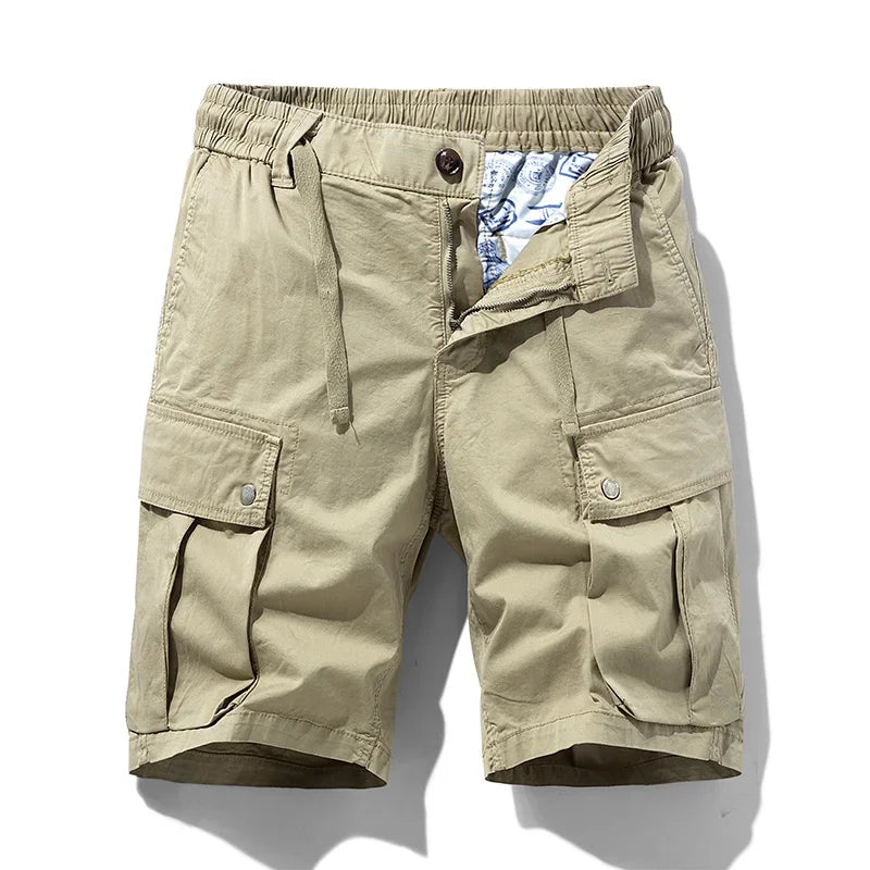 Summer Men Cotton Cargo Shorts Mens Jogger Casual Sport Beach Camouflage Shorts Man Drawstring Pocket Outdoor Short Pant Trouser