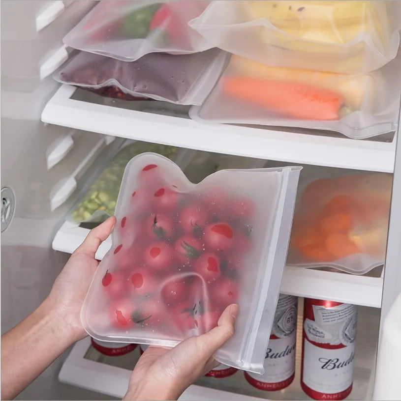 Silicone Food Grade Storage Containers Leakproof Containers Reusable Stand Up Zip Shut Bag Fresh Bag Food Storage Bag Fresh Wrap