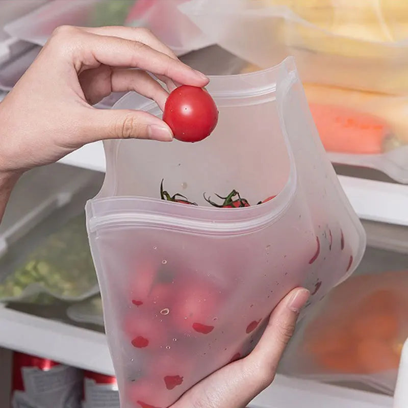 Silicone Food Grade Storage Containers Leakproof Containers Reusable Stand Up Zip Shut Bag Fresh Bag Food Storage Bag Fresh Wrap