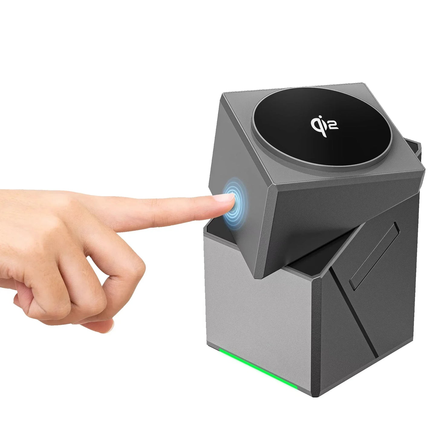Stylish fast charging dock for iPhone and Android with touch activation and compact design
