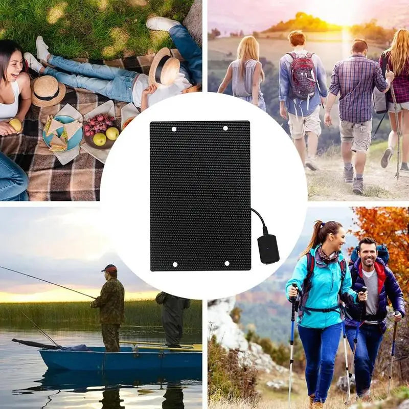 High-efficiency solar panel for camping, perfect for outdoor activities like fishing and hiking.