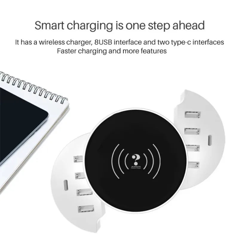 DSS Global Solutions multi phone charging station with wireless charging and multiple USB ports