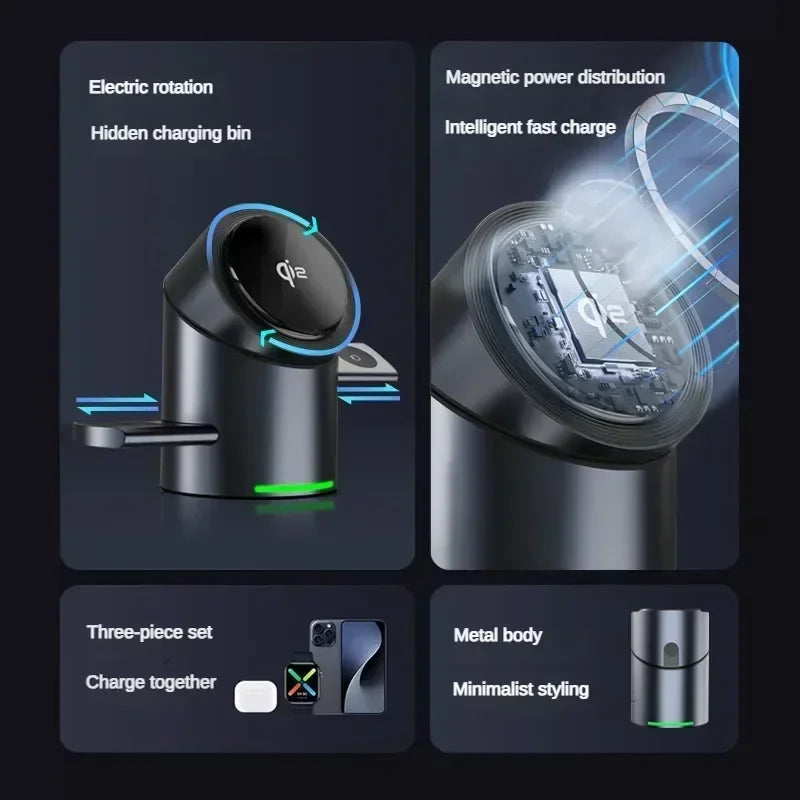 DSS GLOBAL SOLUTIONS wireless charger for iPhone and Android with magnetic power distribution and minimalist design