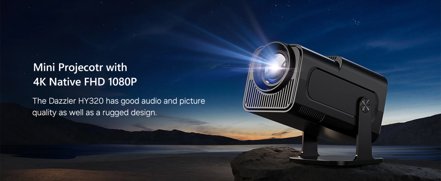 Dazzler HY320 Mini Projector with 4K Native FHD 1080P for Smart TV Android Projector Experience